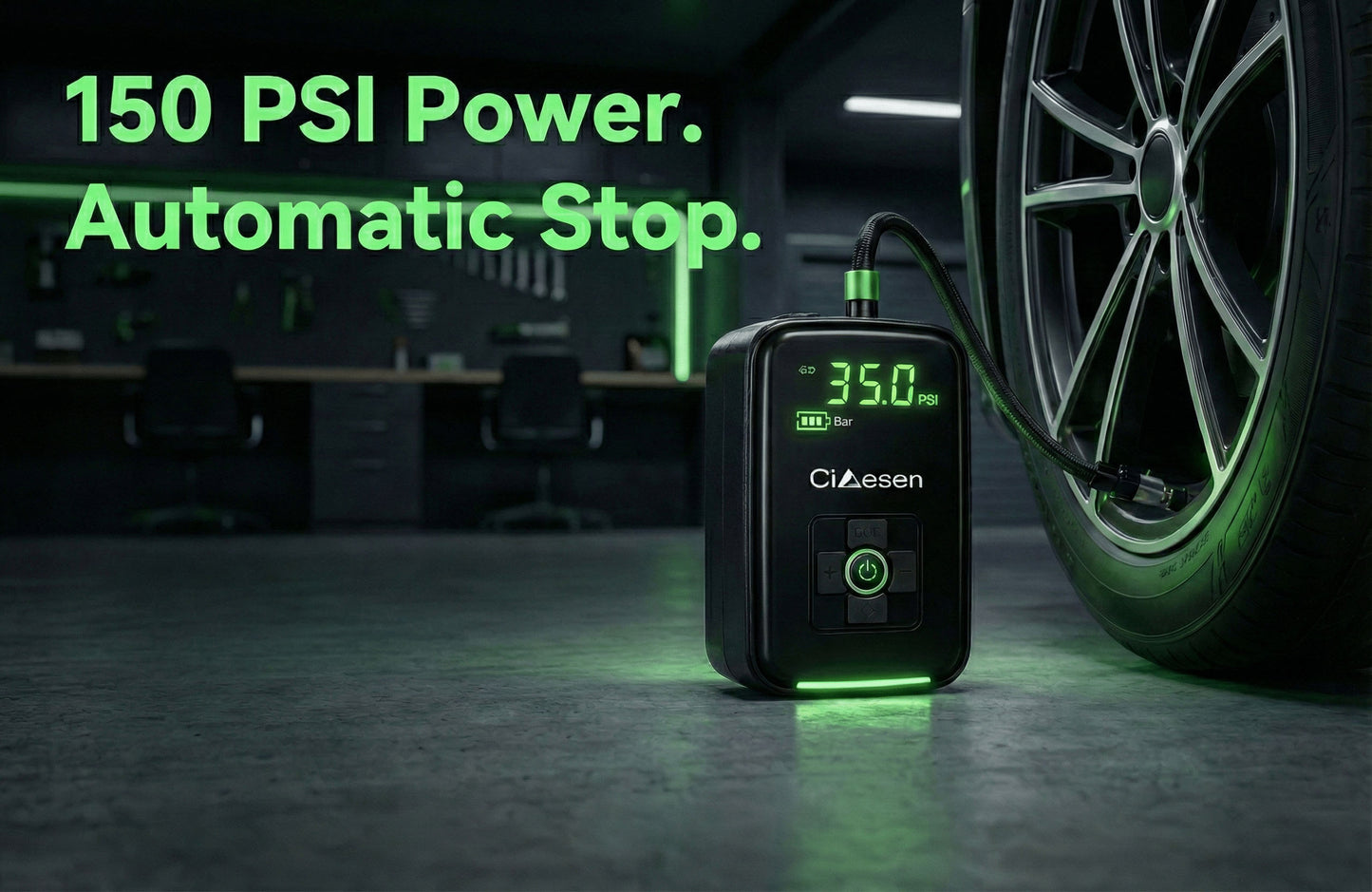 Portable Air Compressor with Auto Stop – 150 PSI Power