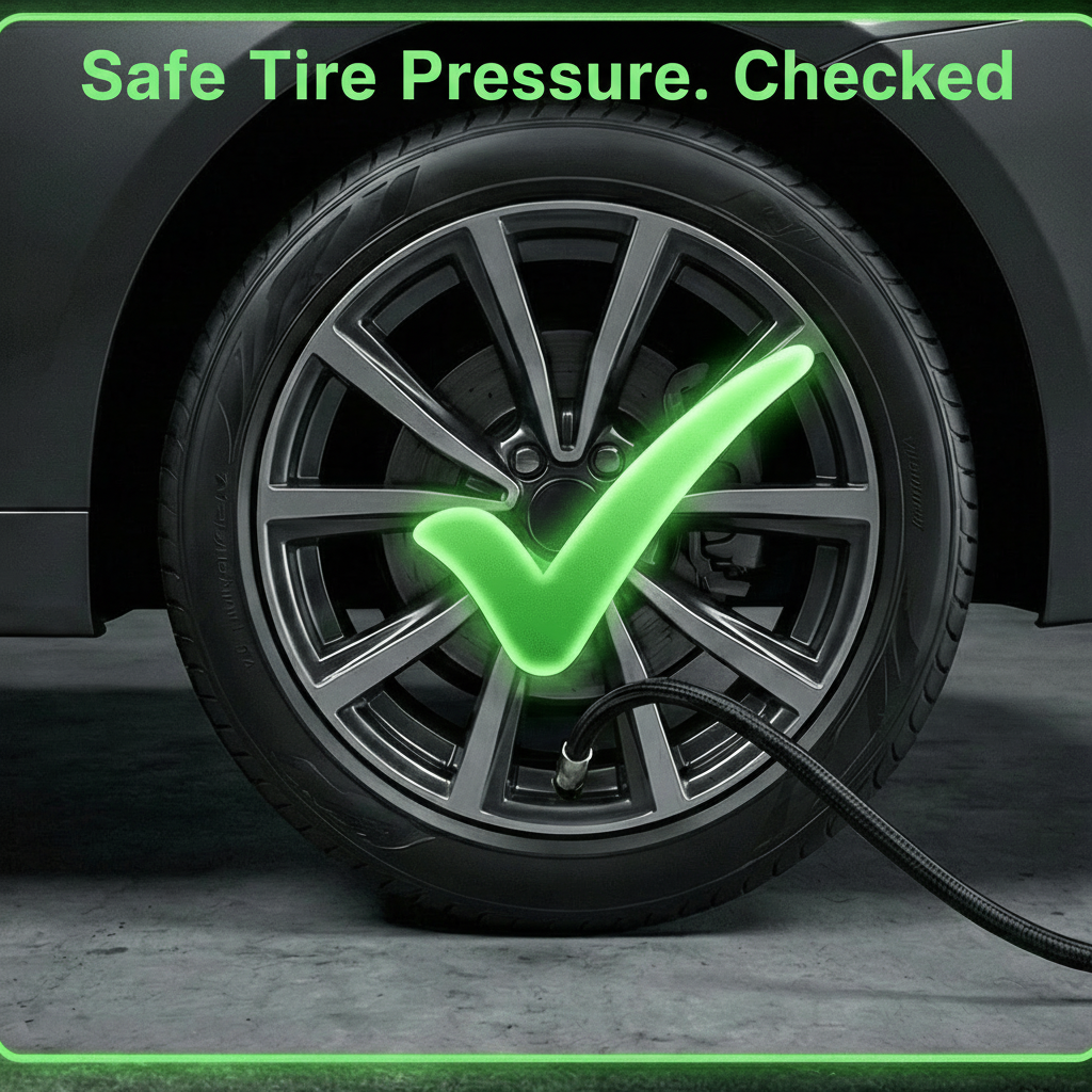 Claesen air compressor with tire inflation graphic and text about precise auto-stop technology.